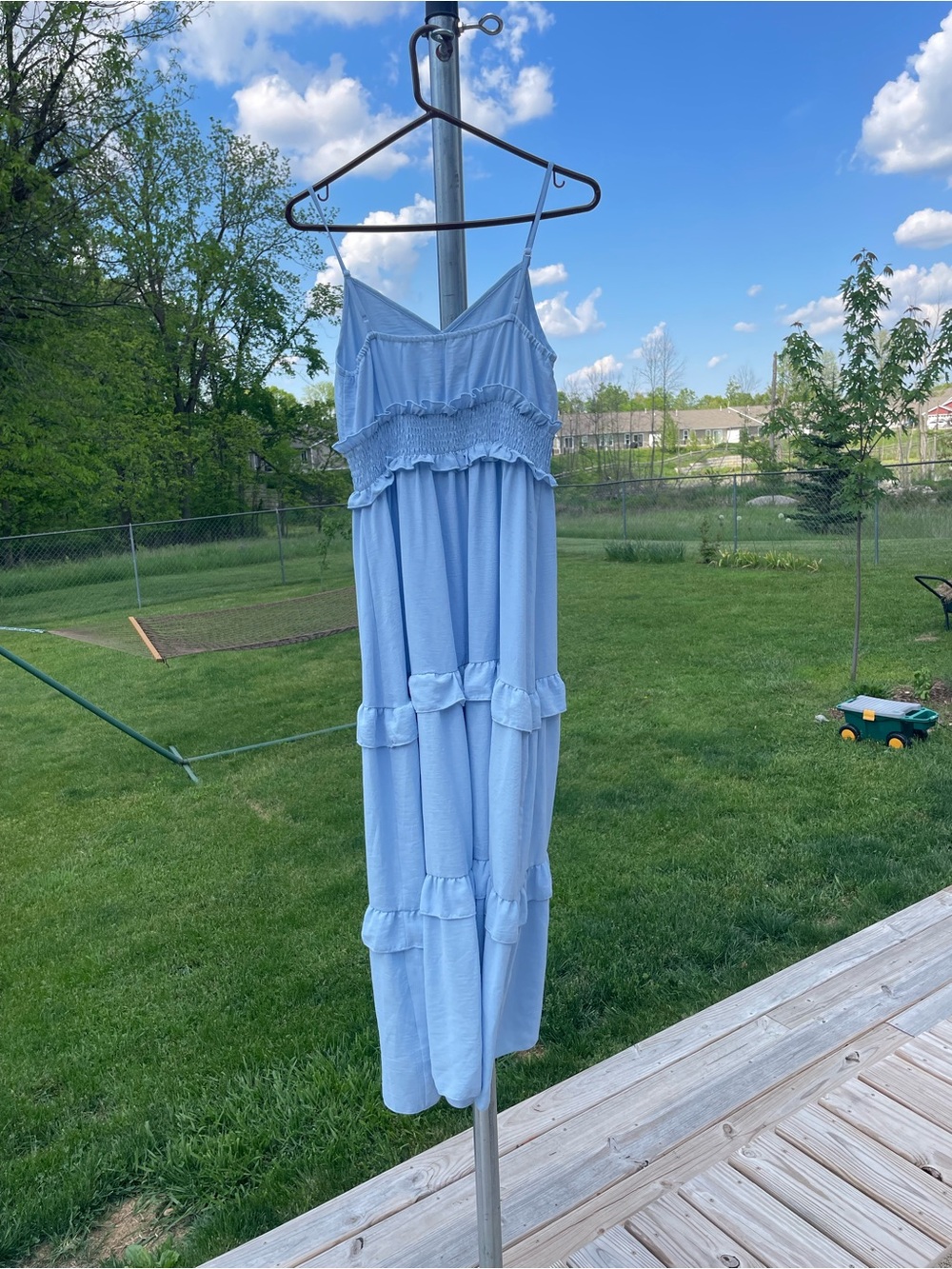 Simple Light Blue Ruffle Tiered Maxi Dress - Picture 3 of 4